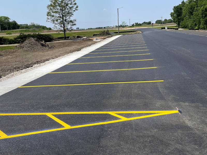 commercial paving on a parking lot