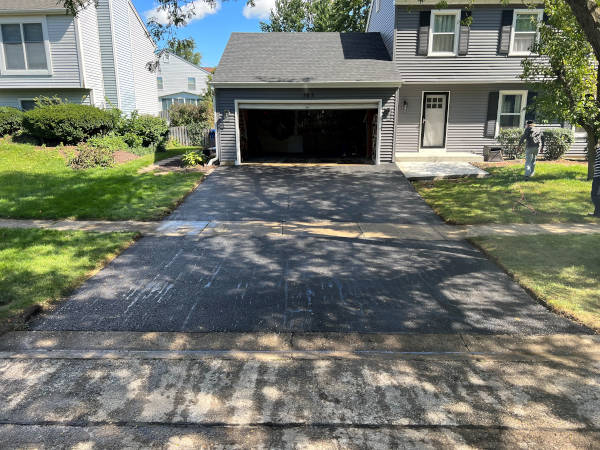 Driveway with new blacktop