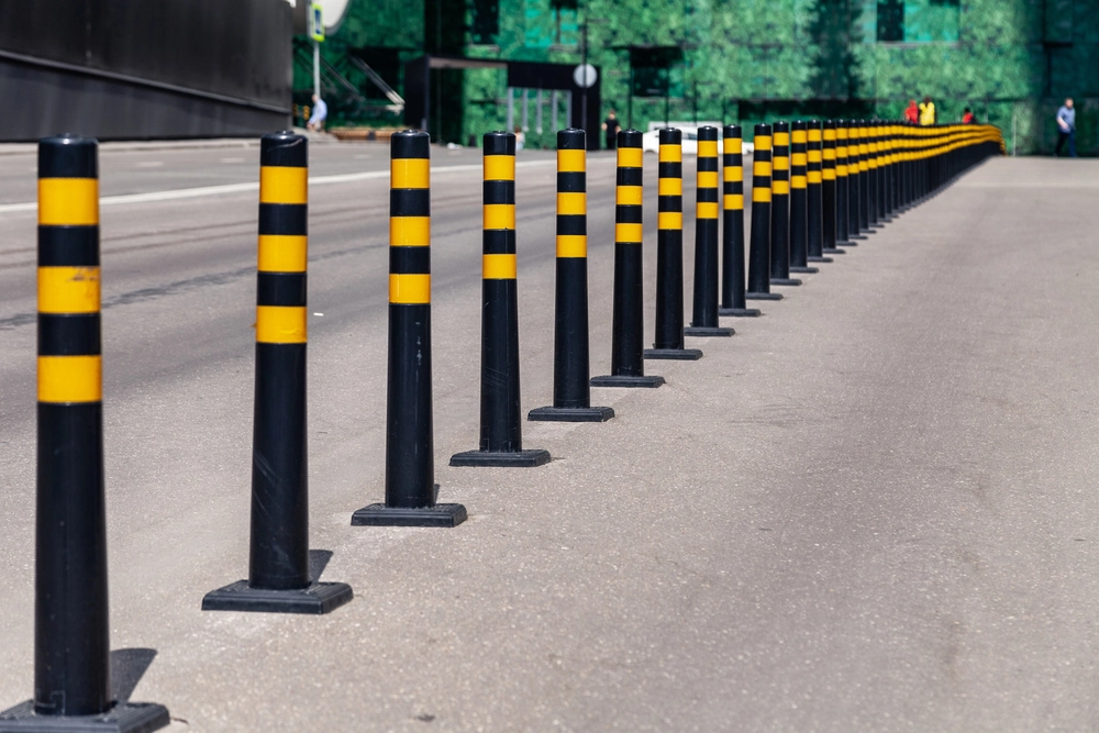 Bollards on roadside
